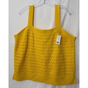 NWT SONOMA Knit Tank Top Women's XXL Sunflower Yellow‎ Square Neck Spring Core